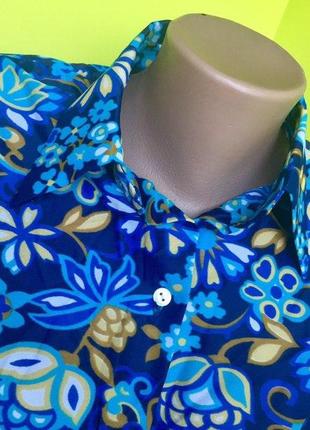 Яркая блуза рубашка нейлоновая в цветочный принт времен ссср винтаж2 фото