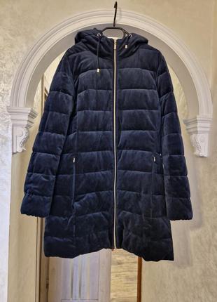 Бархатное пальто с капюшоном куртка geox