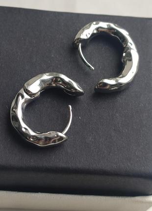 Расплавленные серебряные серьги серьги - кольца