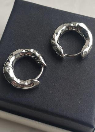 Расплавленные серебряные серьги серьги - кольца