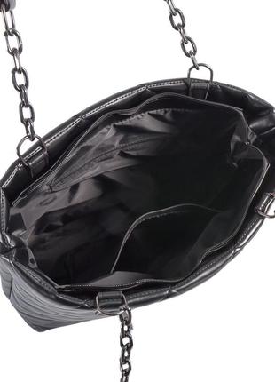 Черная — молодежная, стеганая, качественная, вместительная сумка легко вмещает формат а4 (луцк, 819)3 фото
