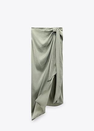 Сатиновая юбка миди от zara, размер l