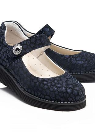 Кожаные туфли для девочки с бархатным принтом theo leo rn108952