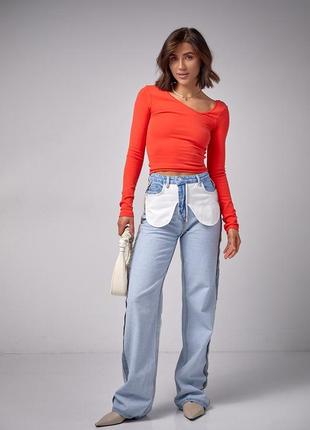 Лонгслів жіночий оранжевий (кораловий)