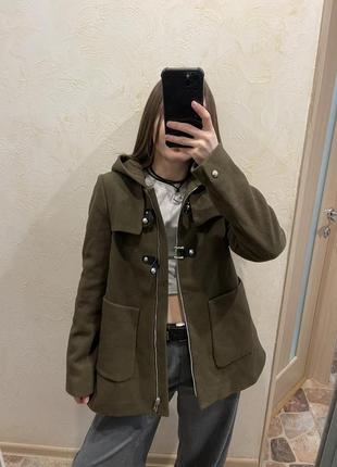 Пальто zara xs зеленое новое куртка женская маленькая