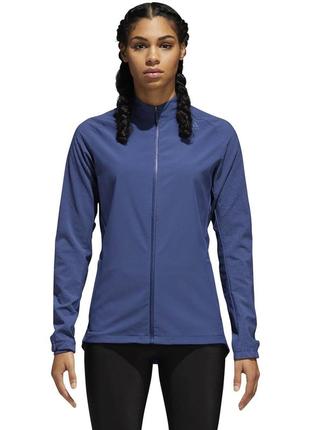 Беговая спортивная ветровка куртка кофта женская синяя на молнии тренировочная adidas energy running