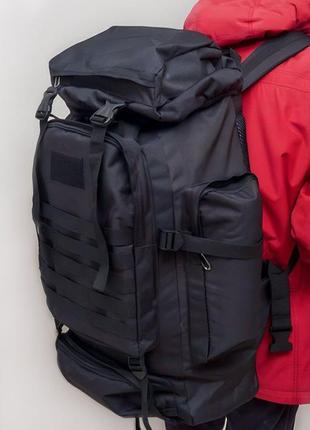 Рюкзак тактический черный 4в1 70 л водонепроницаемый туристический рюкзак8 фото