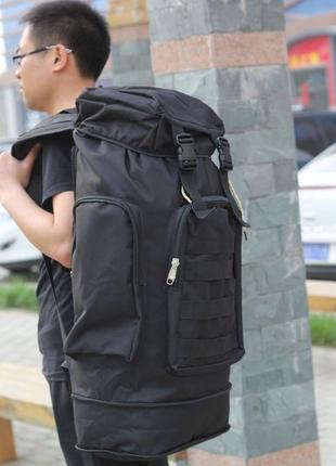 Рюкзак тактический черный 4в1 70 л водонепроницаемый туристический рюкзак6 фото