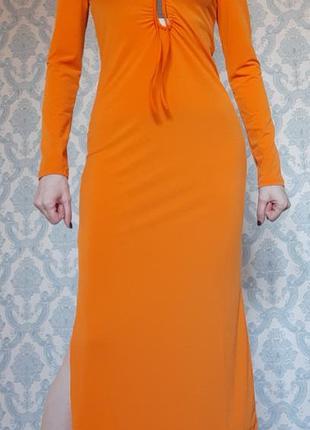 Сукня міді sinsay із зав'язкою помаранчевого кольору