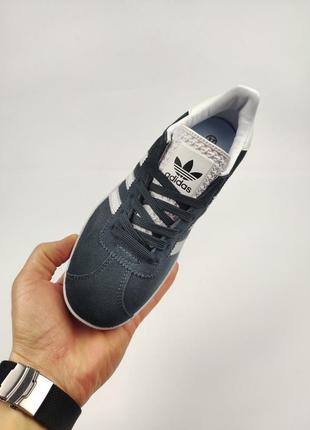 Кроссовки adidas gazelle navy gray white3 фото