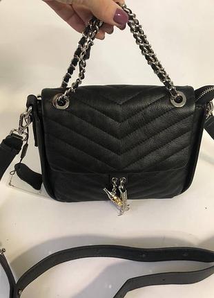 Кожаная классическая стеганая сумочка