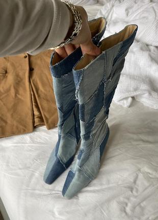 Ботинки сапоги из денима джинс винтаж для фотосессии graceland8 фото