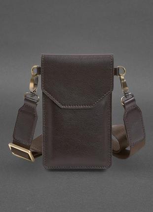 Кожаная сумка-чехол для телефона коричневая1 фото