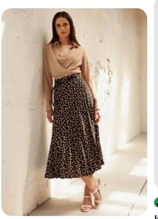 Шикарная брендовая юбка-мини в коричневый горошек j.taylor1 фото