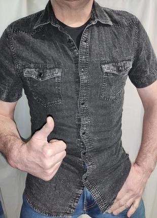 Стильная фирменная джинсовая рубашка рубашка бренд.c&amp;a.germany.м-л.4 фото