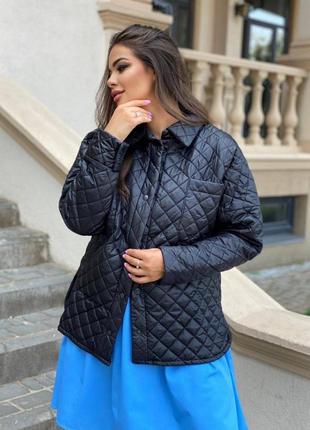 Стильная женственная куртка стеганая с длинными рукавами на кнопках с карманами плащевка8 фото