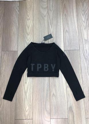 Топ лонгослив через палец черный tpby zara