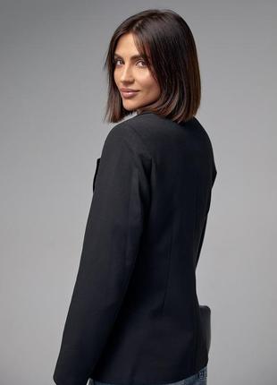 Пиджак женский чёрный однобортный приталеный классический3 фото