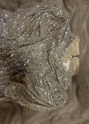 Праздничное золотистое платье h&amp;m пайетки3 фото