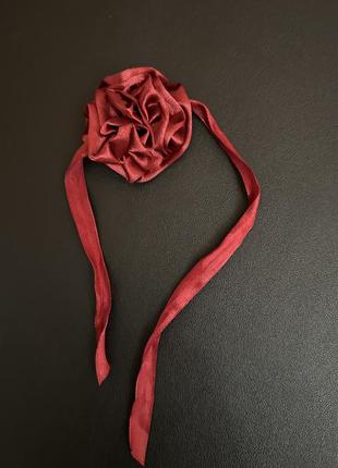 Чокер, ,бордова троянда на шию (атлас)