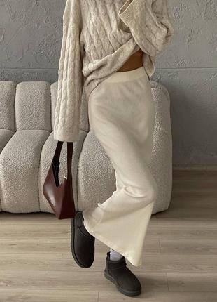 Довга спідниця з ангори в рубчик❤️ однотонна базова юбка2 фото