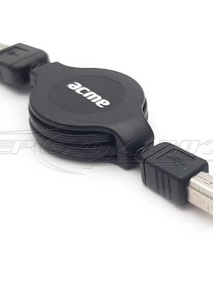 Кабель usb 2.0 am-bm для принтера, чорний (рулетка), 1 м