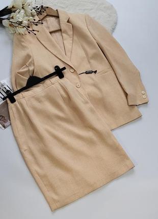 Костюм, пиджак удлиненный юбка goldix1 фото