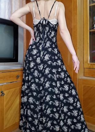 Винтажное платье - сарафан принт цветы, винтаж, ретро2 фото
