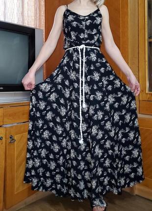 Винтажное платье - сарафан принт цветы, винтаж, ретро4 фото