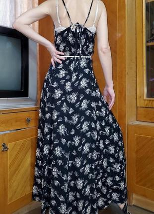 Винтажное платье - сарафан принт цветы, винтаж, ретро7 фото