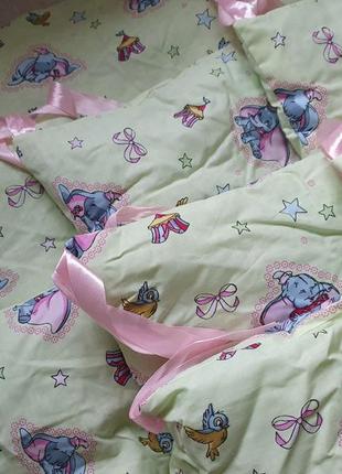 Бортики в детскую кроватку 8 подушек на завязках идеальное состояние ❤️4 фото
