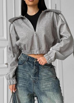 Куртка бомбер з кашеміру з капюшоном