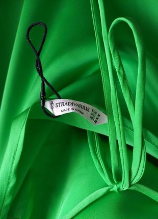 Новое зеленое атласное мини платье в бельевом стиле от stradivarius, платье-комбинация изумрудная zara5 фото