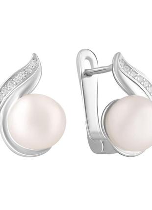 Срібні сережки високої якості з натуральними перлами 3.65ct (2084150)
