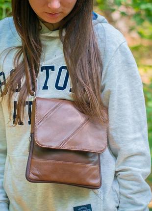 Женская кожная сумка фабия – сумка из натуральной кожи.  цвет – светло коричневый5 фото