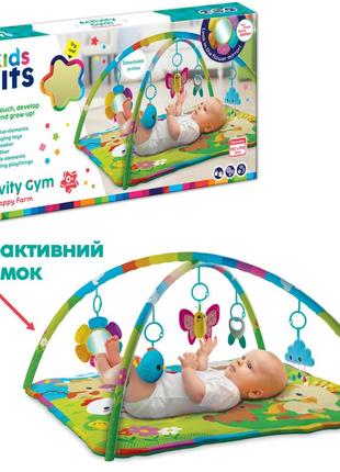 Килимок для малюків kids hits kh06/007 (6 шт.) тактильні елементи, дзеркало, яскраві стрічки, підвіс.