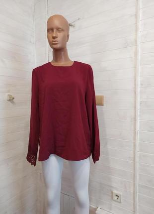 Шикарная брендовая блузка, ажурные рукава  2xl-4xl