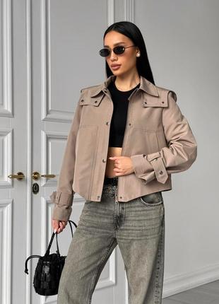 Куртка ветровка на кнопках и молнии с отстегивающимся капюшоном