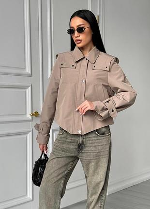 Куртка ветровка на кнопках и молнии с отстегивающимся капюшоном