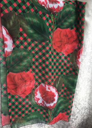 Очень красивый  яркий платок, шарф, палантин, цветы, шифоновый2 фото