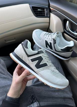 👟 кроссовки new balance 574 light grey on beige / наложка bs👟