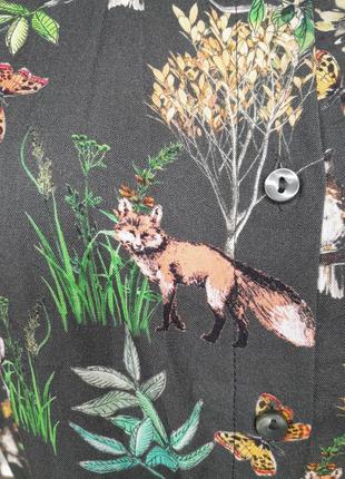 Стильна віскозна сорочка з принтом ліс звірі лисиця олень сова3 фото
