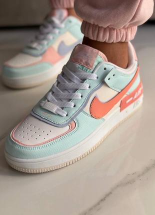 👟 кроссовки nike air force 1 shadow turquoise orange / наложка bs👟4 фото