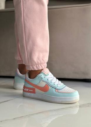 👟 кроссовки nike air force 1 shadow turquoise orange / наложка bs👟6 фото