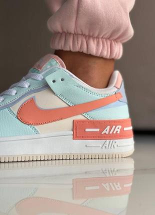 👟 кроссовки nike air force 1 shadow turquoise orange / наложка bs👟8 фото