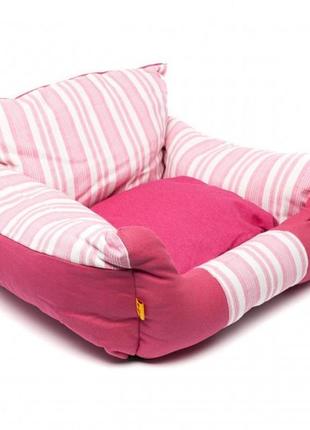 Лежанка джинсова для собак та кішок lovable dog "stripe bed" рожевого кольору зі смугами
