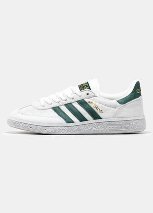 Без передоплати ‼️ чоловічі кросівки adidas spezial handball / адідас спешиал білі з зеленими смужками  / чоловіче спортивне взуття