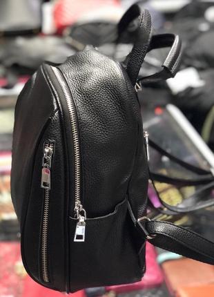 Шкіряний рюкзак - сумка чорний жіночий4 фото