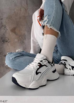 ☑ зручні кросівки на кожен день ☑ колір: білий+темно-синій1 фото