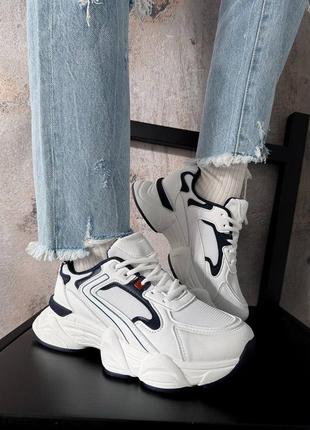 ☑ зручні кросівки на кожен день ☑ колір: білий+темно-синій7 фото